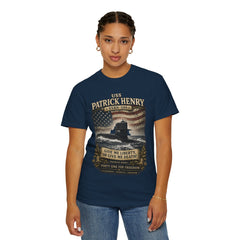 USS Patrick Henry SSBN 599 Submarine T-Shirt with a quote from its namesake
