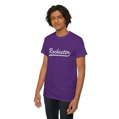 Rochester Unisex Heavy Cotton Tee - Retro Dunder Mifflin Design for Nostalgic Fans