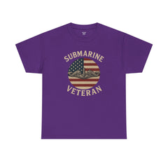 Submarine Veteran American Flag Tee | Unisex Heavy Cotton T-Shirt, Military Apparel, Veteran Gift, Patriotic Top, Casual Wear