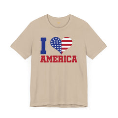 I Love America Heart Graphic, Unisex Jersey Short Sleeve Tee