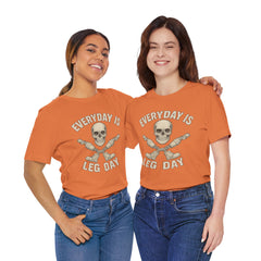 Fitness Tee | Leg Amputee Funny Skull, Everyday Leg Day Gym Shirt, Workout Top
