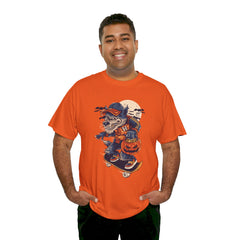 Trick or Treat Skateboarding Wolf! Graphic Unisex Heavy Cotton Tee