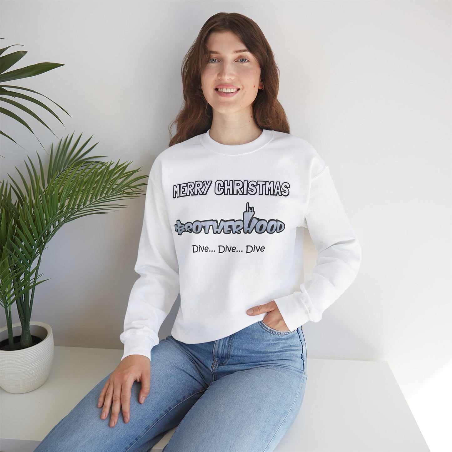 Bolder Font MERRY  CHRISTMAS Submarine Brotherhood -Unisex Crewneck Sweatshirt