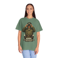 Graphic T-Shirt — Vintage WWII General George Patton Binoculars Design with "Rommel You Magnificent Bastard" Text