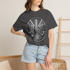 Don;t Stop Believing Subway Reflection T-Shirt — Vintage Black & White Urban Photo Tee