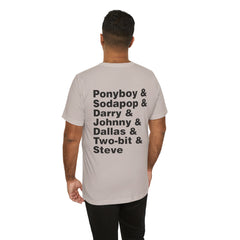 The Outsiders Shirt, Front and Back Images, Greasers Characters Shirt, Unisex Jersey Short Sleeve Tee