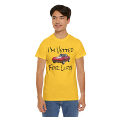 Red Corvette Summer Unisex Tee - I'm Vetted For Life Front and Back Image T Shirt