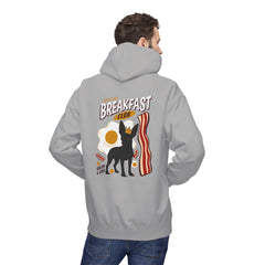 Breakfast Club Hoodie — Cute Black Dog, Bacon & Egg Graphic Pullover