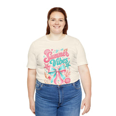 Summer Vibes Tee — Pastel Seashell Bow Beach T-Shirt