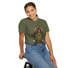 Graphic T-Shirt — Vintage WWII General George Patton Binoculars Design with "Rommel You Magnificent Bastard" Text