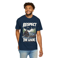 Bigfoot and Alien Outdoor Canoe Adventure - Respect The Locals T-Shirt