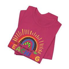 Teaching Inspired Short Sleeve Tee, Teacher Gift, Inspirational Shirt, Rainbow Graphic Tee, Cute Teacher Apparel, Back to School Shirt