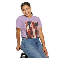 Cute Cat Print Unisex Garment-Dyed T-Shirt - Comfort Colors Soft Perfect for Animal Lovers and Casual Days