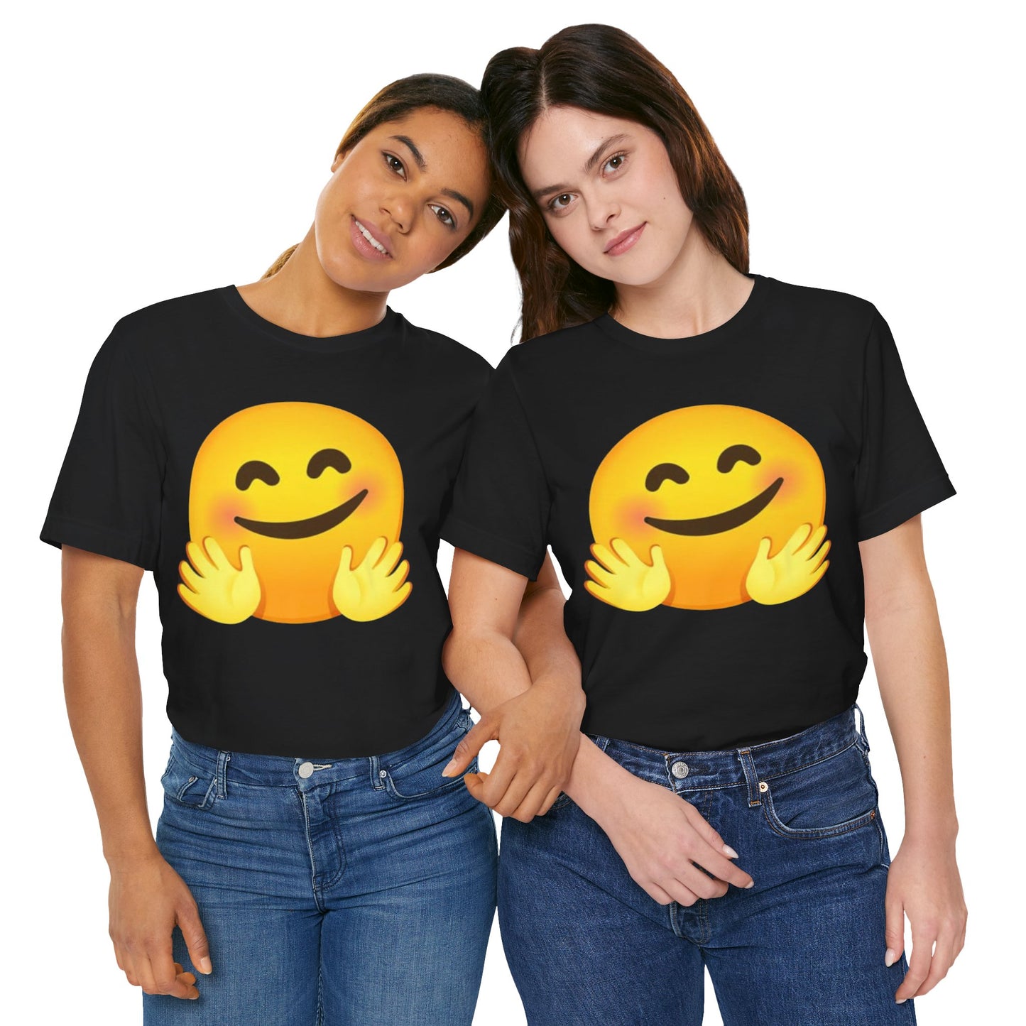 Emoji With Hugging Hands - Graphic Unisex Jersey Short Sleeve Tee