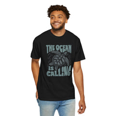 Sea Turtle, The Ocean Is Calling -  Graphic Unisex Garment-Dyed T-shirt