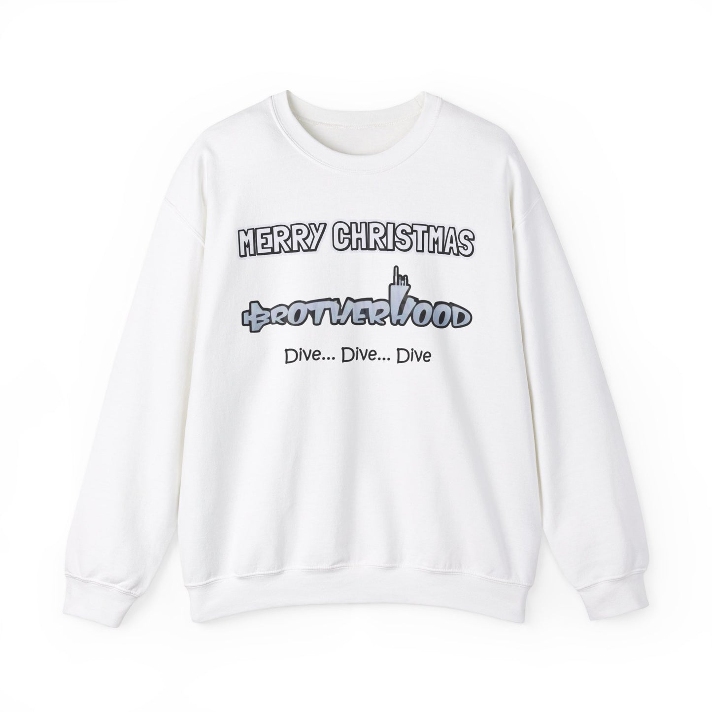 Bolder Font MERRY  CHRISTMAS Submarine Brotherhood -Unisex Crewneck Sweatshirt