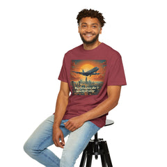 Unisex Jetliner Sunset Graphic T-Shirt - Travel Theme Tee