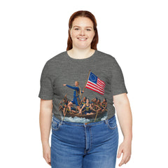Historical Fever Patriot T‑Shirt — Revolutionary Flag Rowboat Design