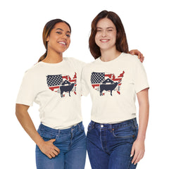 Red White and Blue Farmer Graphic, Unisex Jersey Short Sleeve Tee
