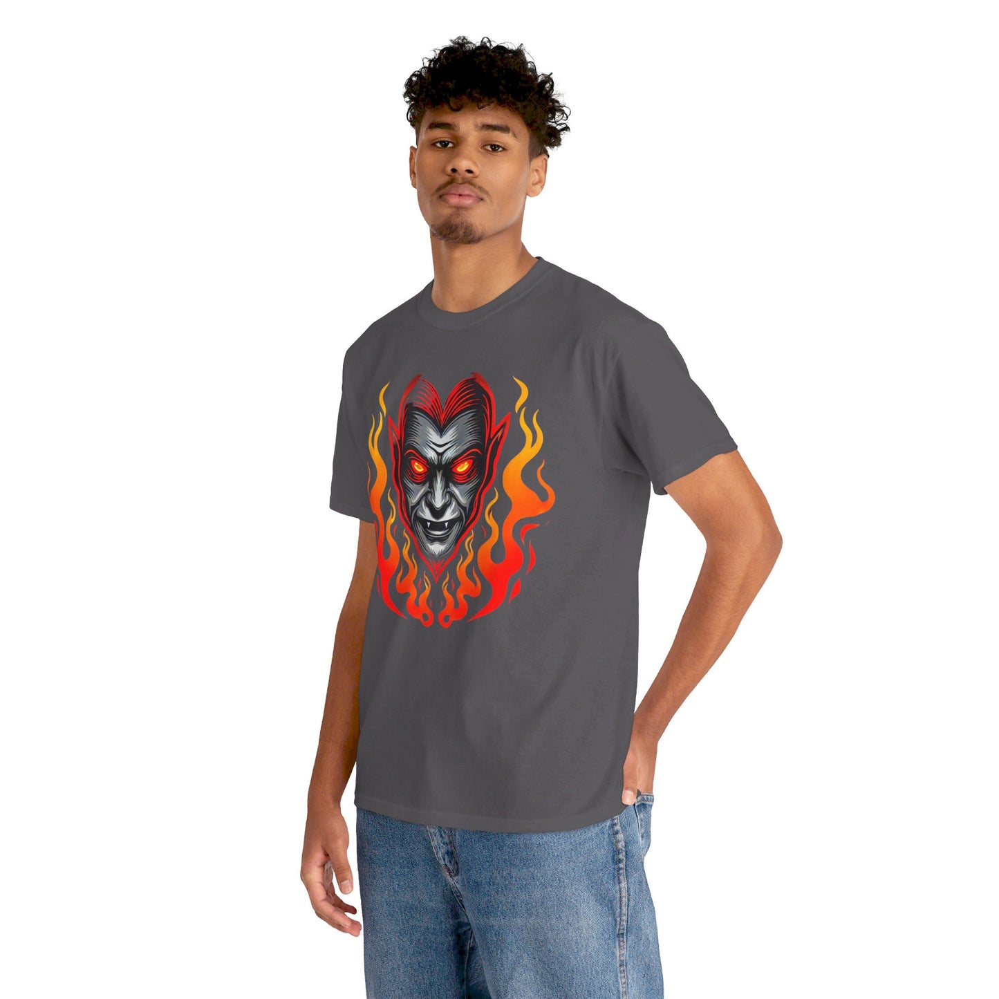 Flaming Fire Vampire - Graphic Unisex Heavy Cotton Tee