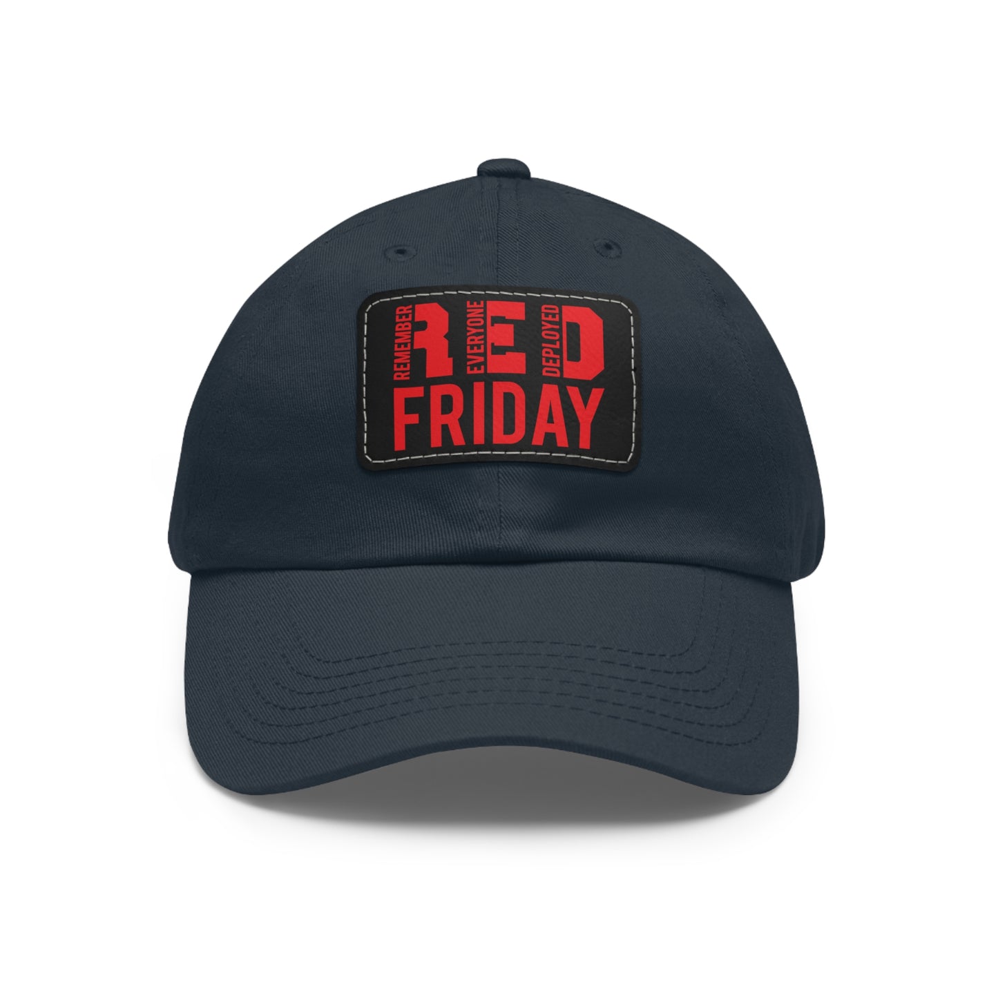 RED Friday unisex ball cap with Leather Patch (Rectangle) / Remember Everyone Deployed /awareness / honor military / active duty /