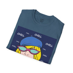 Chill Girl Unisex Softstyle T-Shirt  Pop Art Girl Wearing Sunglasses