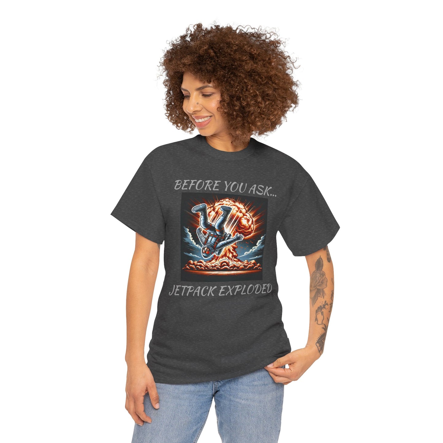 Amputee Exploding JetPack Humor - Unisex Garment-Dyed T-shirt