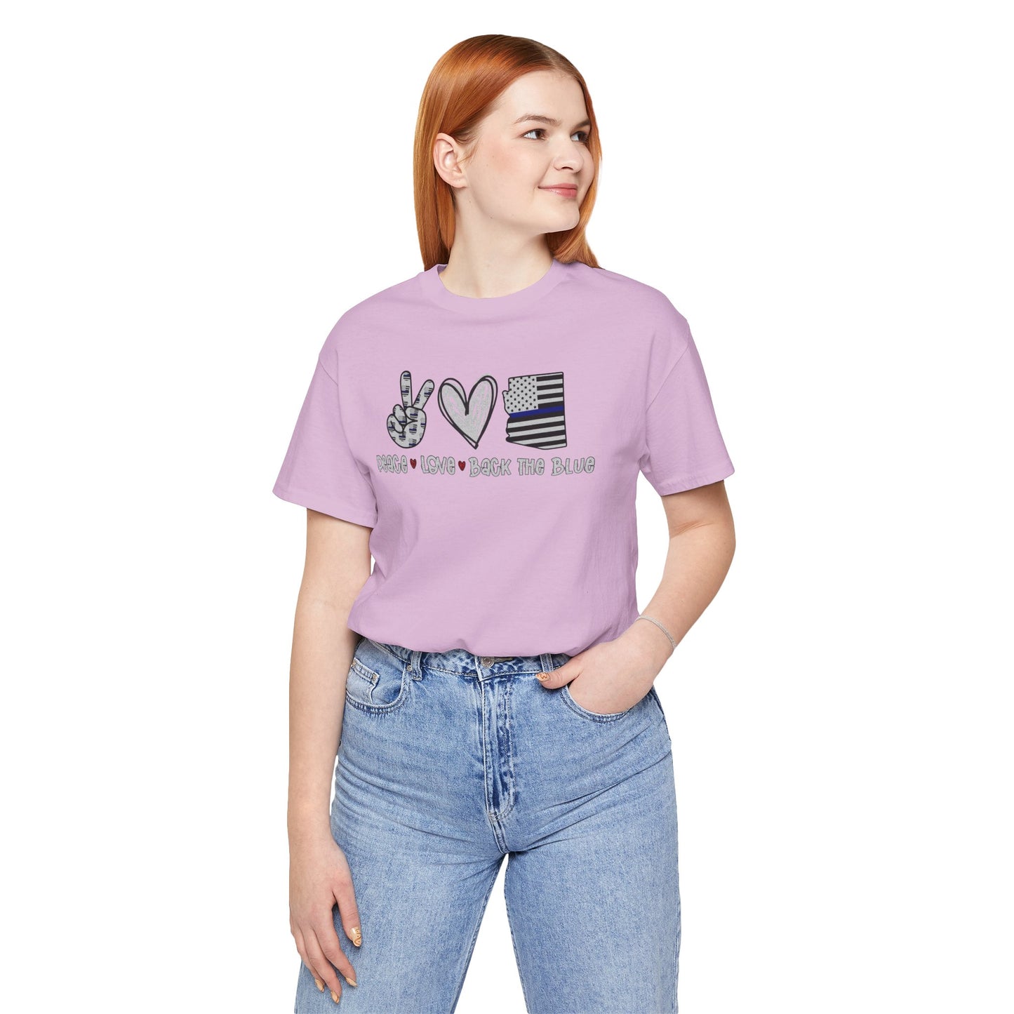 Peace Love Back The Blue in Arizona, Graphic Unisex Short Sleeve Tee