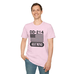 DD-214 Alumni with American Flag  Unisex Softstyle T-Shirt
