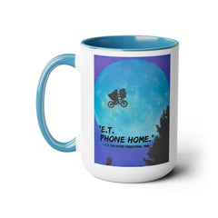 ET Phone Home Mug: 15oz Two-Tone, Retro Movie, Pop Culture Gift