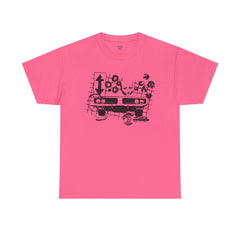 Abstract Retro Racing Car Unisex Heavy Cotton Tee | Perfect for Car Enthusiasts, Father's Day Gift, Casual Wear, Vintage Style, Unique Graphic Shirt