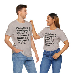 The Outsiders Shirt, Greasers Characters Shirt, Unisex Jersey Short Sleeve Tee