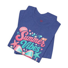 Summer Vibes Tee — Pastel Seashell Bow Beach T-Shirt
