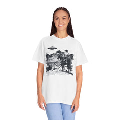 UFO Meets Cowboy Vintage Graphic T-Shirt — Retro Western Alien Tee