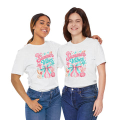 Summer Vibes Tee — Pastel Seashell Bow Beach T-Shirt