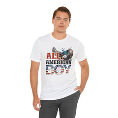 All American Boy With Eagle Graphic, Unisex Jersey Short Sleeve Tee