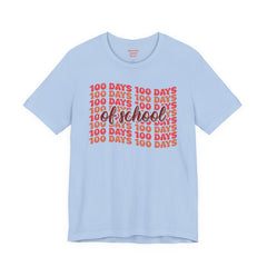 100 Days of School - Unisex Short Sleeve Tee | Elementary School Holiday, Teacher Apparel, Kids Motivation, Days Checked Off