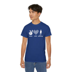 PEACE LOVE AMPUTEE - Unisex Ultra Cotton Tee | Amputee, Leg Amputee, Limb Awareness, Prosthetic, Motivational Tee,