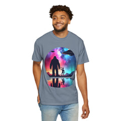 Bigfoot & Alien Nightscape T-Shirt — Sasquatch UFO Graphic Tee