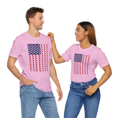 Personalized Dog Silhouette on American Flag - Tell us your dog breed, Unisex Short Sleeve Tee, Golden Retriever Silhouette Shown, Patriotic Shirt, Patriotic Pooch
