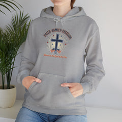 Faith & Freedom Cross Hoodie | Patriotic, Faith-Based July 4th Vintage Americana