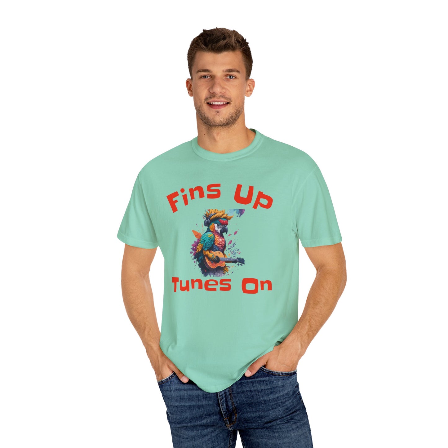 Fins Up, Tunes On - Unisex Garment-Dyed T-shirt