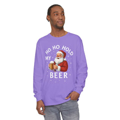 Festive Santa Claus Long Sleeve T-Shirt - "Ho Ho Hold My Beer"