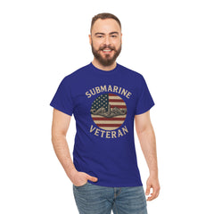 Submarine Veteran American Flag Tee | Unisex Heavy Cotton T-Shirt, Military Apparel, Veteran Gift, Patriotic Top, Casual Wear