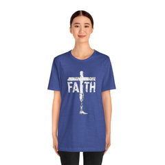 Faith Cross Prosthetic Leg T‑Shirt — Amputee Inspirational Christian Tee