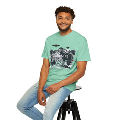 UFO Meets Cowboy Unisex Garment Shirt -Dyed  T Shirt