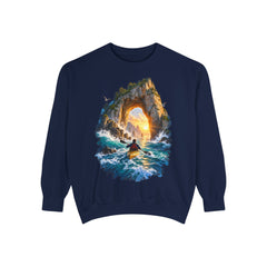 Adventure Kayak Sweatshirt — Comfort Colors Sunset Sea Arch Graphic