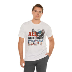 All American Boy With Eagle Graphic, Unisex Jersey Short Sleeve Tee