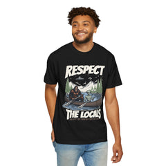 Bigfoot and Alien Outdoor Canoe Adventure - Respect The Locals T-Shirt