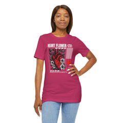 Heart Flower Tee - Nuturing Affection In The Garden Of Life - Positive Vibes Unisex Jersey Short Sleeve Tee